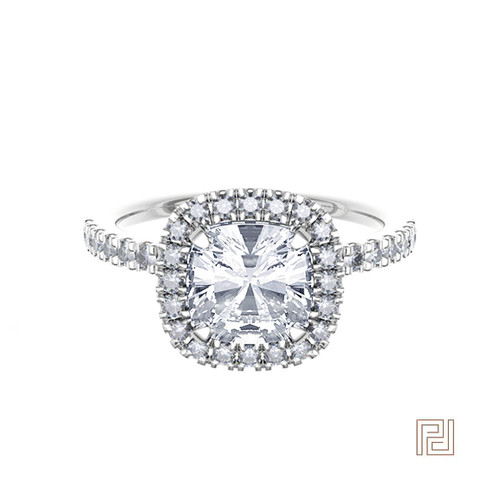 Cushion Cut Halo Diamond Engagement Ring – view 2