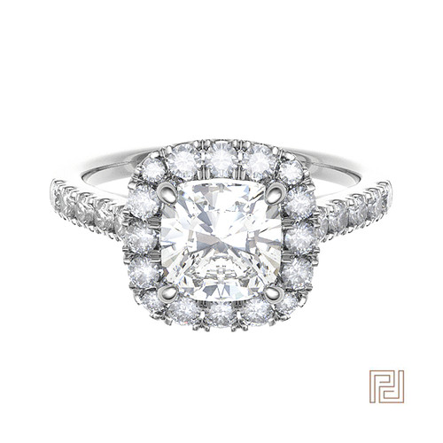 Cushion Cut Halo Pave Diamond Engagement Ring – view 2