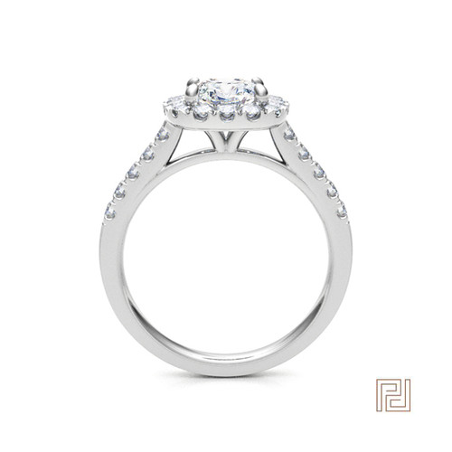Cushion Cut Halo Pave Diamond Engagement Ring – view 3