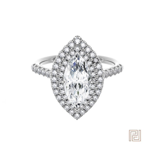 Double Halo Marquise Engagement Ring – view 2