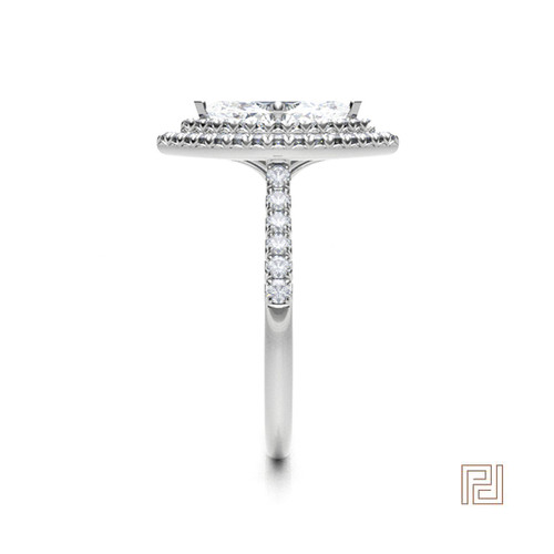 Double Halo Marquise Engagement Ring – view 4
