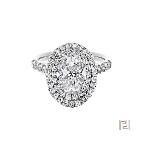 Double Halo Oval Diamond Engagement Ring – view 2