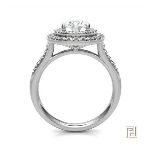 Double Halo Oval Diamond Engagement Ring – view 3