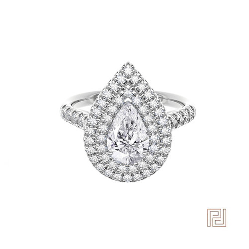 Double Halo Pear Engagement Ring – view 2
