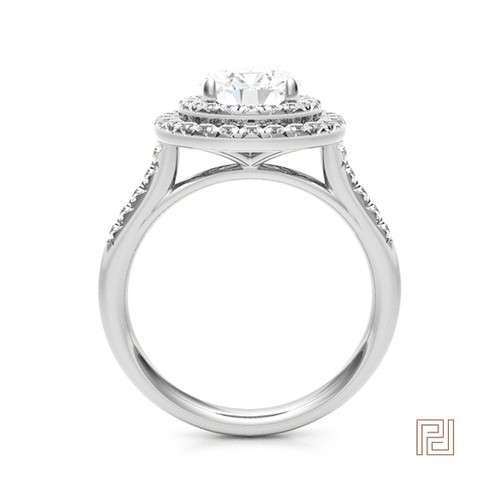 Double Halo Pear Engagement Ring – view 3