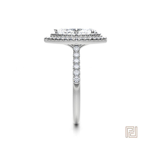Double Halo Pear Engagement Ring – view 4