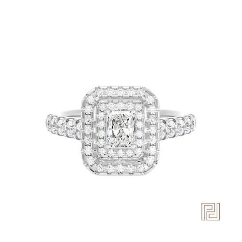 Double Halo Radiant Engagement Ring – view 2