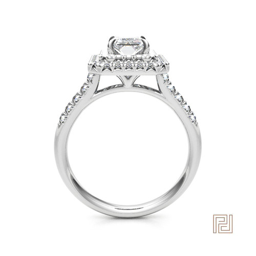 Double Halo Radiant Engagement Ring – view 3
