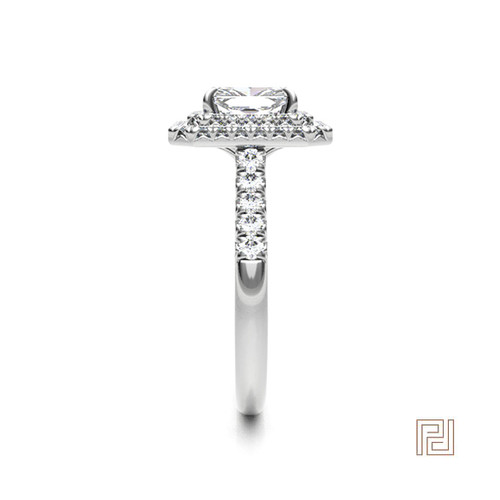 Double Halo Radiant Engagement Ring – view 4