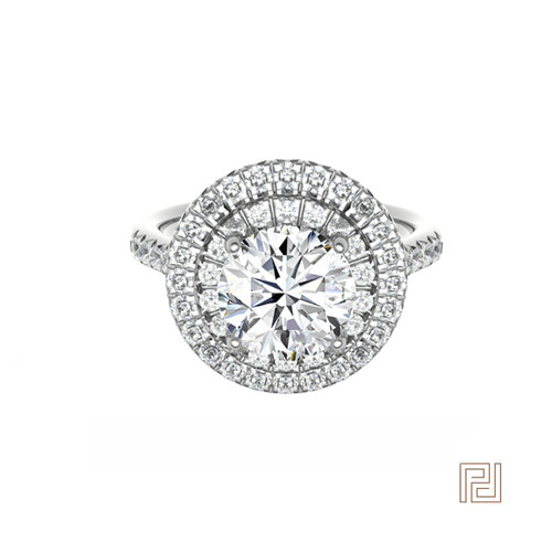 Double Halo Round Engagement Ring – view 2