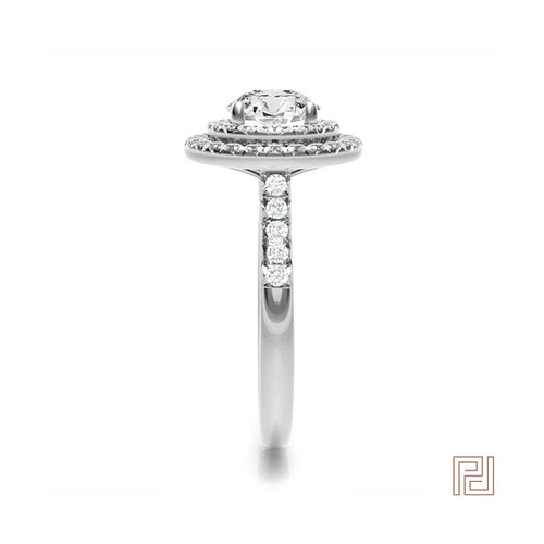 Double Halo Round Engagement Ring – view 4