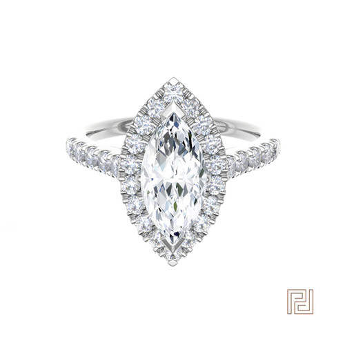 Marquise Diamond Halo Engagement Ring – view 2
