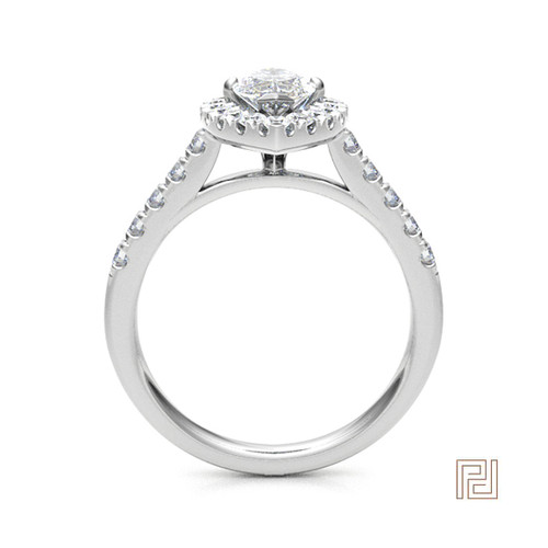 Marquise Diamond Halo Engagement Ring – view 3