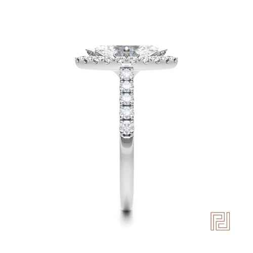 Marquise Diamond Halo Engagement Ring – view 4