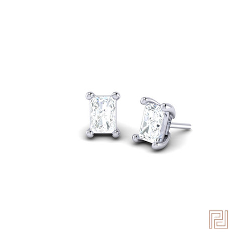 Emerald Cut Diamond Stud Earrings