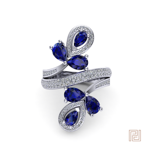 Platinum Sapphire Fantasy Dress Ring