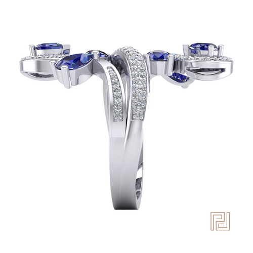 Platinum Sapphire Fantasy Dress Ring – view 4