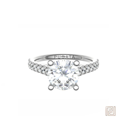 Round Diamond Solitaire Engagement Ring with Sparkling Shoulders – view 2