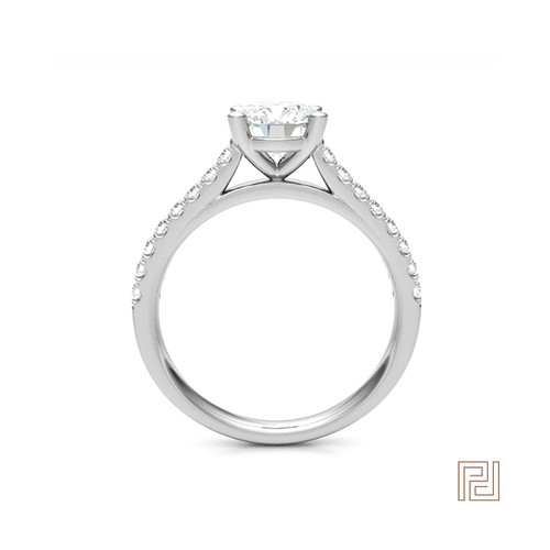 Round Diamond Solitaire Engagement Ring with Sparkling Shoulders – view 3