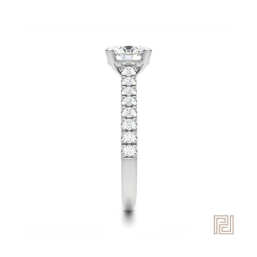 Round Diamond Solitaire Engagement Ring with Sparkling Shoulders – view 4