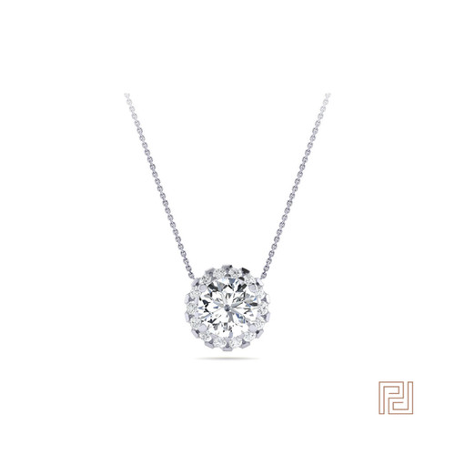 White Gold Diamond Halo Slider Pendant