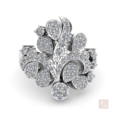 White Gold Floral Dress Ring – view 2