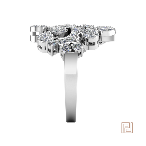White Gold Floral Dress Ring – view 4