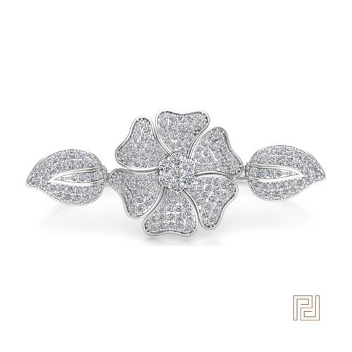 White Gold Flower & Leaf Double Ring – view 2
