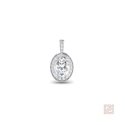 Oval Diamond Halo Pendant