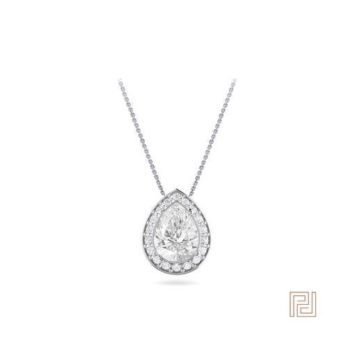 Pear Diamond Halo Slider Pendant