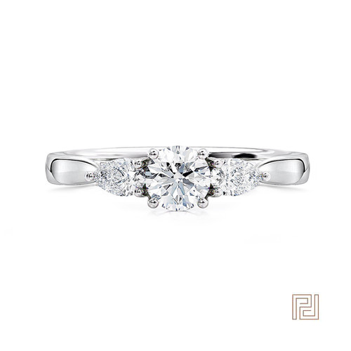 Round & Pear Trilogy Engagement Ring – view 2