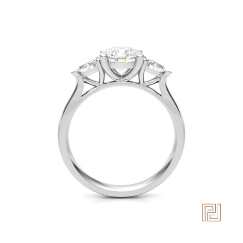 Round & Pear Trilogy Engagement Ring – view 3