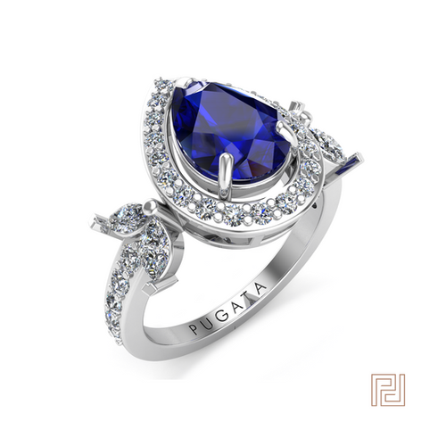 White Gold Sapphire Aurora Ring