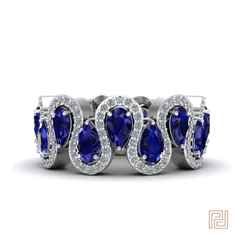 White Gold Sapphire Full Wiggle Dress Ring – view 2