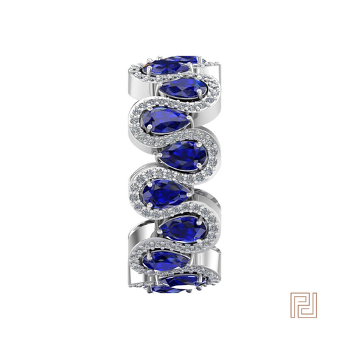 White Gold Sapphire Full Wiggle Dress Ring – view 4