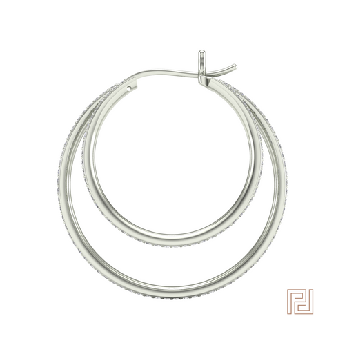 White Gold Triple Hoop Earring – view 4